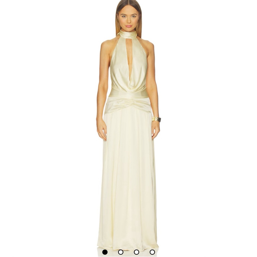 Elegant Cream Halter Maxi Dress